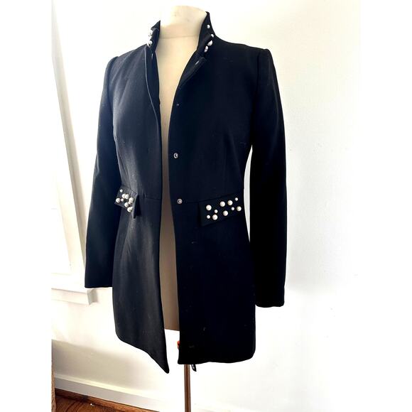Zara Black Jacket with Pearls Size Medium - Picture 5 of 5